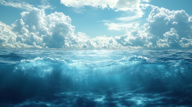 Under ocean view with the half out of water