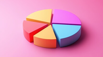 Obraz premium Colorful 3D pie chart on a solid pastel background