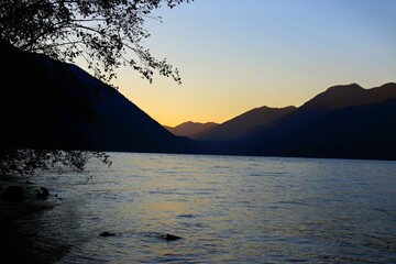sunset over mountains in montana 