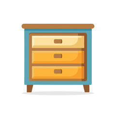 Nightstand Bedroom Furniture isolated flat vector illustration on white background.