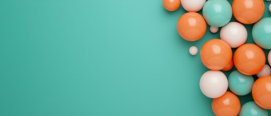 A vibrant arrangement of colorful balls in orange, teal, and white, perfect for backgrounds and creative projects.