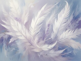 Obraz premium white feather on blue background