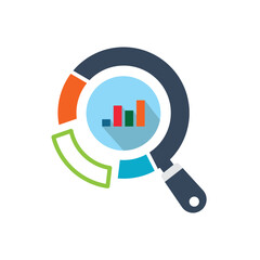 magnifying glass  with graph sign