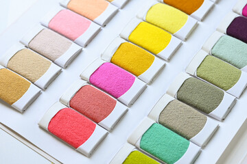 sample color shade of colorful fabric textile of clothing industry