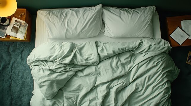 Empty double bed top view