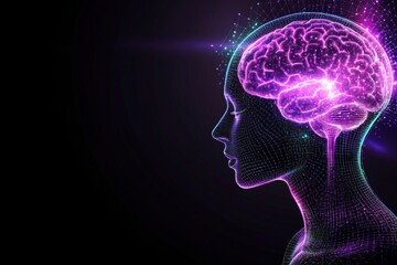 Fototapeta premium Representation of modern cognitive science through neon aesthetics