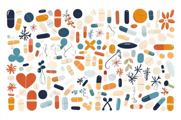 Vibrant Mosaic Art Featuring Diverse Pharmaceutical Products