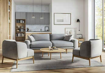Scandinavian Style Living Room with Light Gray Decor