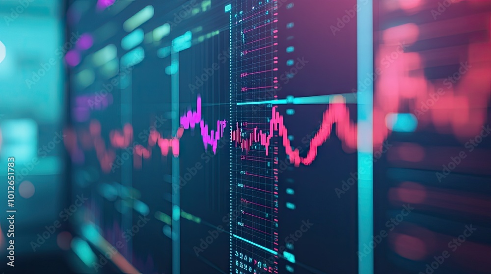 Poster trading platform on a computer screen showing technical indicators, including volume analysis, for e