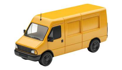 Yellow Delivery Van On Transparent Background For Designers and Marketers