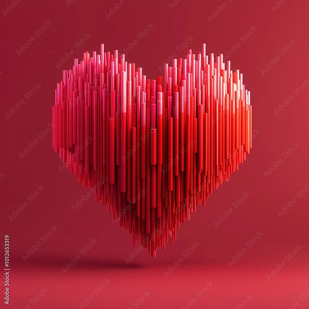 Sticker Abstract Red Heart Shape.