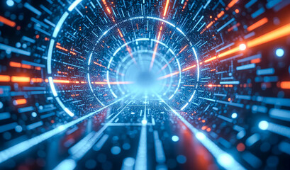 Obraz premium virtual digital abstract tunnel