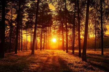 Fototapeta premium Gorgeous sunset in the forest