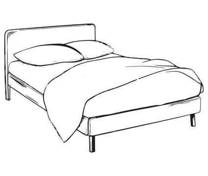 recommend clip art: Bed in the bedroom, Silhouette of a bed, Line art bed vector