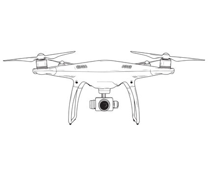recommend clip art: Drone line art icon, Drone camera, Outline flying drone vector