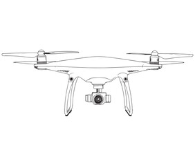 Naklejka premium Drone line art icon, Drone camera, Outline flying drone vector