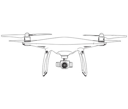recommend clip art: Drone line art icon, Drone camera, Outline flying drone vector