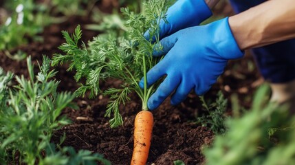 Naklejka premium Harvesting Carrots in the Garden