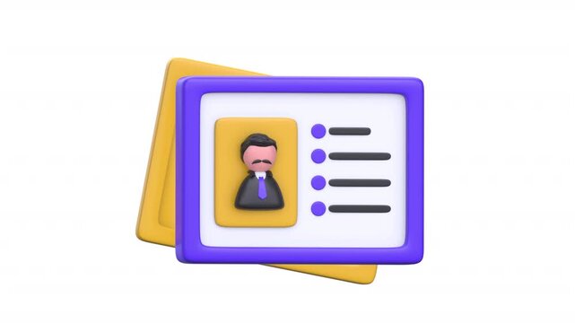 3D Animated Business Profile Card with transparent background, ideal for presentations, team introductions, and corporate identity visuals