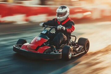 Kart racer competing in go karts