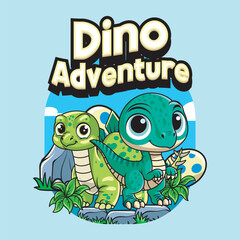 Cute Stegosaurus Velociraptor Character Mascot in Hand Drawn Vector Cartoon Illustration Design for kid, sticker, badge, patch, banner, greeting card, invitation