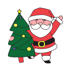 kawaii expression and body gesture santaclaus cartoon design