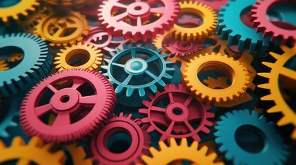 Colorful Gears Interlocking