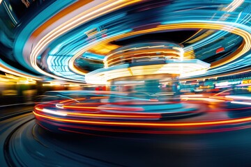 Lights blur from long exposure and spin