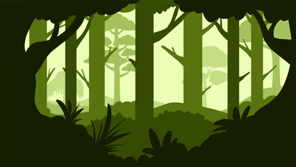 Landscape illustration of deep forest