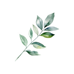 Fototapeta premium Watercolor paintings of green leaf branches are appropriate for projects with a spring theme, plants images, eco friendly products, stationery, and nature themed. Generative AI