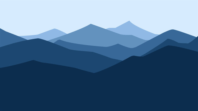 Landscape illustration of mountain ridge