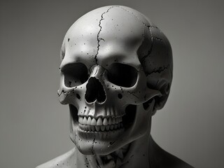 Obraz premium A striking depiction of a human skull in black and white. ai generated