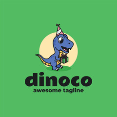 Vector Logo Illustration Dinoco Mascot Cartoon Style