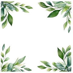 Fototapeta premium Green leaf borders are ideal for nature themed designs, invitations, posters, and social media graphics needing a fresh, organic touch. Generative AI