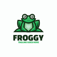 Vector Logo Illustration Froggy Simple Mascot Style