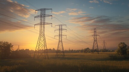 Power Lines at Sunset