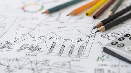 Business diagram and equipment  and graph.