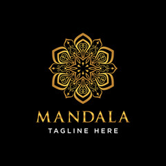 Mandala logo design gold flower luxury