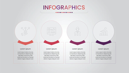 Business infographic template. 4 Step timeline journey. Process diagram