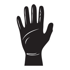 Obraz premium Black Silhouette of a Raised Hand Against White Background