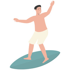 Illustration of People Surfing Activities. Vector Character in Flat Cartoon Style