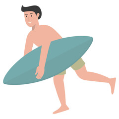 Illustration of People Surfing Activities. Vector Character in Flat Cartoon Style