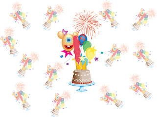happy birthday party pattern design
