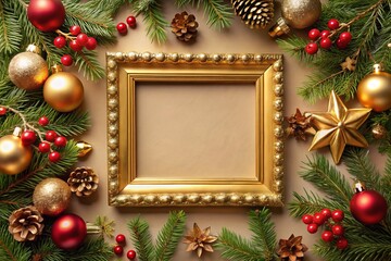 Elegant gold frame perfect for festive photos and holiday decor. Ideal for cards, gifts, and seasonal displays to