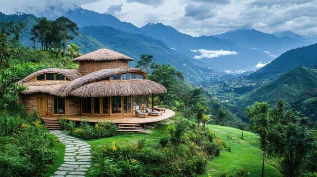 A peaceful retreat in the mountains of Ecuador, built using local materials and promoting cultural exchange with indigenous communities.