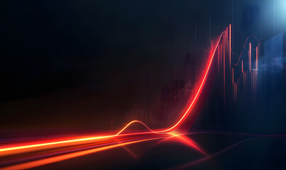 Naklejka premium Futuristic financial dashboards and luxury business charts with glowing neon lines, gold accents, and connected nodes for corporate branding.