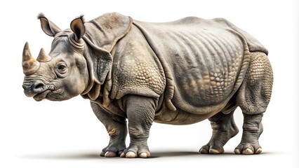 Fototapeta premium Forced perspective photo of isolated Indian rhinoceros