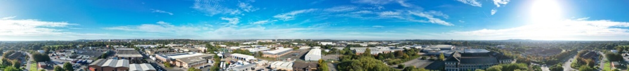 An Aerial Wide Angle Panoramic View of Nottingham City of East Midlands Region of England, United Kingdom. October 4th, 2024