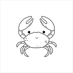 Hand drawn cute crab. Underwater world. Vector illustration