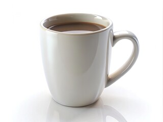 Obraz premium A highly detailed 3D render showcases a white ceramic coffee mug against a pristine white background, highlighting its sleek design and smooth finish beautifully.